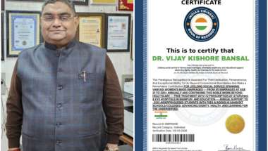 Dr. Vijay Kishore Bansal Recognised by Indian Eminent Book of Records for Social Service